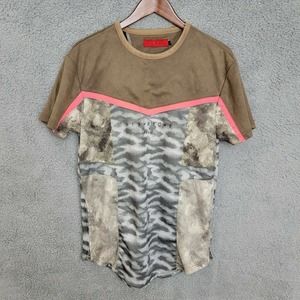 Vie + Riche Paris men's Tee Shirt size S Brown/Camo Colorblocking